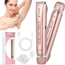 2 in 1 Women Electric Shaver Dual Head Bikini Trimmer for IPX7 Gold