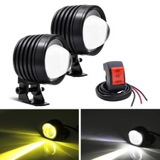 LED Motorcycle Spotlights, Yellow White 12V 24V LED Driving Fog Lights Additi...
