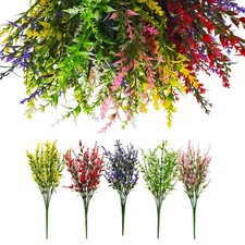 8 Bundles Artificial Flowers Fake Plants Outdoor UV Resistant Plastic Flowers US