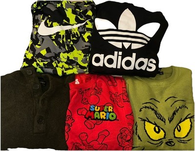 EUC Boys Clothes Lot Of 5 Sweatshirts Size 10 Nike Adidas Super Mario Grinch