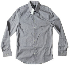 Express M Medium Tall Patterned Button Down Dress Shirt Grey Pink Men