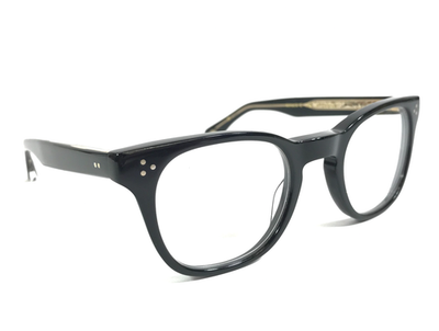 Eyevan Eyeglasses Frames Womack-E PBK Polished Black Gold Horn Rim