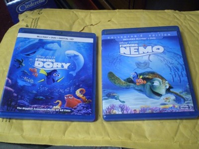 (2) Disney Pixar Finding Nemo Blu-Ray/DVD Lot: Original + Dory