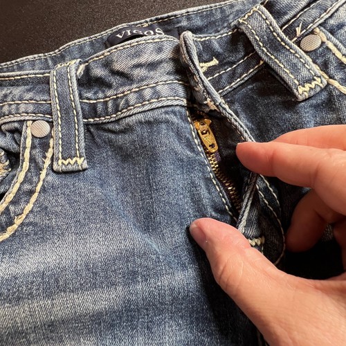 Vigoss Chelsea Capri Heritage Fit Distressed verziert Damen Jeans Größe 7/8 - Bild 5 von 14