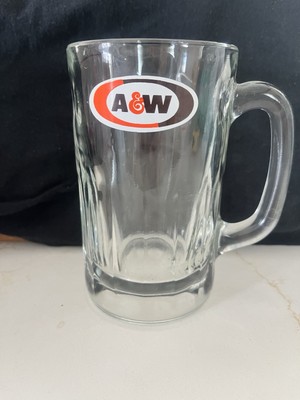 Vintage A&W Logo All American Food Large Glass AW Root Beer Mug 6  Dimpled Heavy