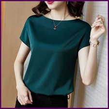 Women's Silk Shirt Loose Short-Sleeved T-Shirt Mulberry Silk Top Pullover Blouse