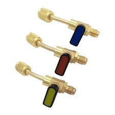 3 Pcs Air Conditioning Refrigerant Angled Compact Ball Valve, R12 R22 1/4" SAE