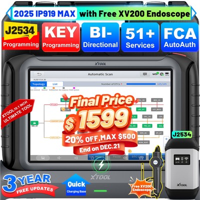 XTOOL IP919MAX J2534 ECU Programming Car Key Programmer Diagnostic Tool Topology