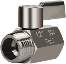 Showerhead Shut off Valve with Stainless Handle, 304 Stainless Steel Mini Ball V