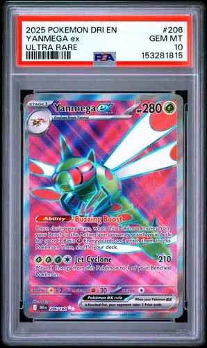 2025 POKEMON DRI EN-DESTINED RIVALS ULTRA RARE #206 YANMEGA EX PSA 10