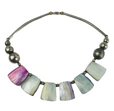Bib Collar Panel Necklace Mother Of Pearl Died Horn Cleopatra Egyptian