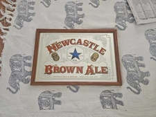 Vintage Newcastle Brown Ale Hanging Beer Mirror Sign Advertisement