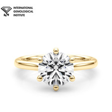 Round Lab Grown Diamond Solitaire Ring Yellow Gold UK Hallmarked IGI D/VS1 1CT