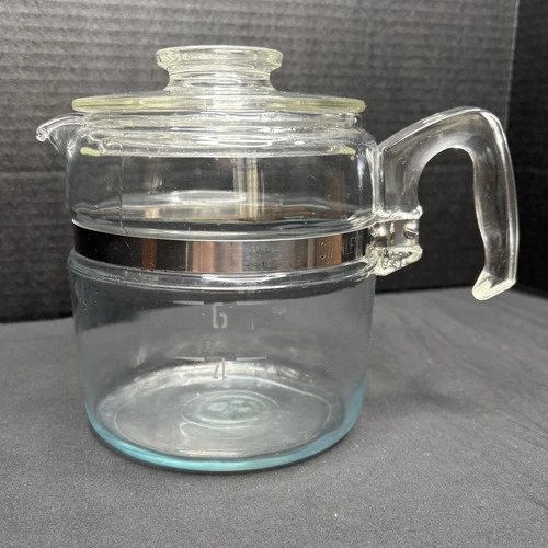 Vintage PYREX FLAMEWARE GLASS 4-6 Cup Coffee Pot 7756-B Carafe & Lid 7756-C