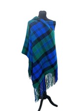 100% Pure Laine D'Agneau Écharpe - Tricot Épais - Carreaux En Bleu Roi,Vert Noir