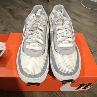 Nike Sacai Waffle (US9)BV0073-100 Men's Low Top Lace-Up Mesh Sneakers White/Grey