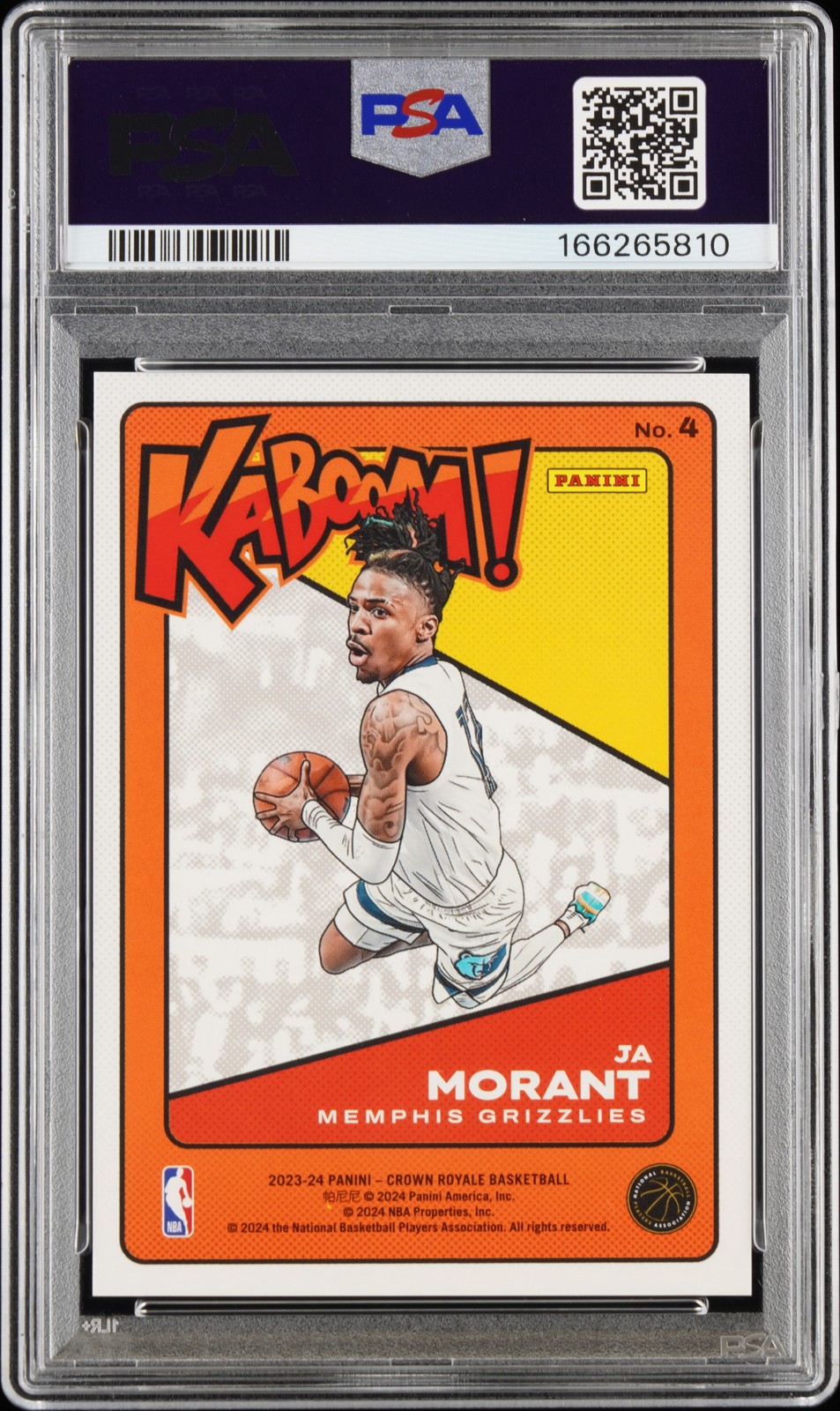2023 PANINI CROWN ROYALE KABOOM! GOLD #4 JA MORANT 1/10 PSA 7 view 2