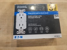 NEW 3 Pack Eaton GF15W-3-L GFCI Slim Decorator Receptacle Outlets White 15A 125V