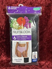 Fruit of the Loom Womens BRIEFS Size 9 2XLUnderwear Eversoft Cotton BLACK 6 Pack