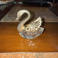 Vintage Brass Goose Salt Cellar Dish