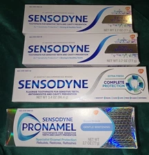 4 Boxes of SENSODYNE Toothpaste. Pro enamel, Extra Whitening, Extra Fresh