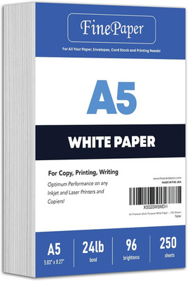 A5 Premium Multi Purpose White Paper - 24 Lb (90 GSM) | for Copy, Printing, Writ