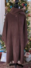 East 5th Fleece Wrap Poncho Cape One Button, Scarf , Brown, One Size 