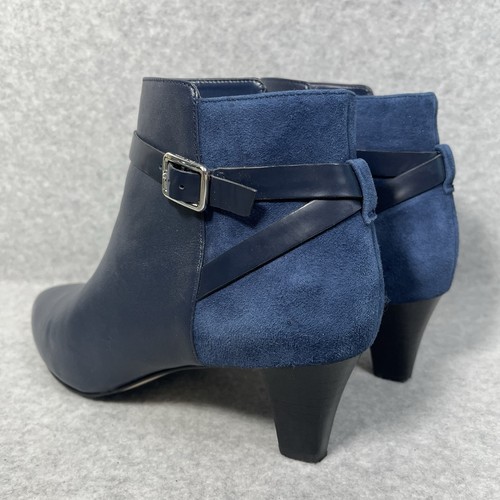 Cole Haan Sylvan Boot Women's 7B Mid Heel Bootie Blue Leather Pointed Signature - Picture 5 of 17