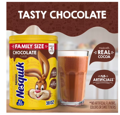 Nestle Nesquik Chocolate Flavor Powder Stir In Drink Mix Canister
