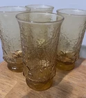 Vintage ANCOR HOCKING Amber Rainflower Pattern Large Tumbler 5.75”