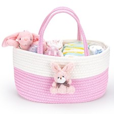 Baby Diaper Caddy- With Removable Dividers, Nursery Storage Bin and Car Organ...