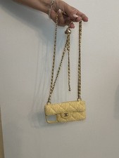 CHANEL iPhone Case Tweed Yellow CC Fits iPhone 12, 13, 14 and 15