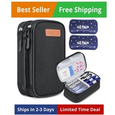 Insulin Cooler Travel Case, Double Layer Medicine Kit Diabetes Travel Case, Port