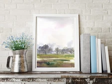 Original Watercolor Painting Stormy Weather Painting Cloudy Landscape