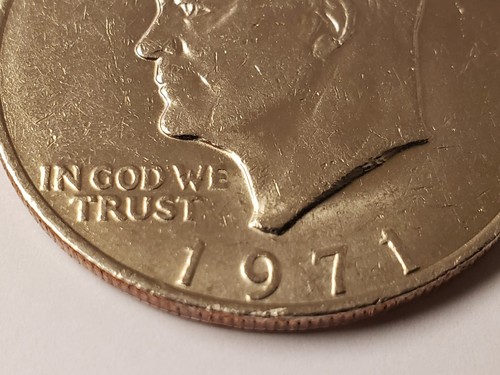 1971 $1 Ike Dollar Coin Partial Collar Strike Circulated Condition Philadelphia - Picture 7 of 16