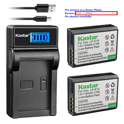 Kastar Battery LCD Charger for Canon LP-E10 LC-E10 & Canon EOS 1200D Camera
