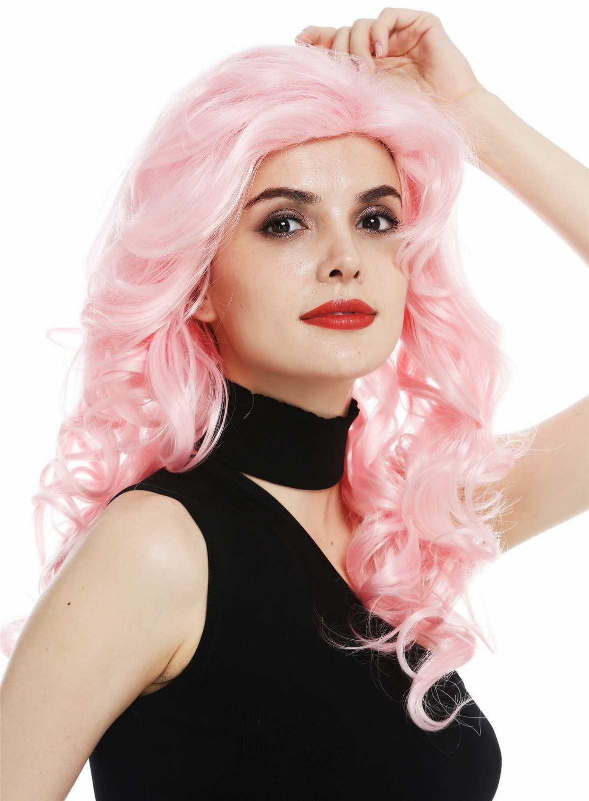 Wig Women Ladies Diva Long Wavy Voluminous Teased Great 80s Pink Rose