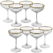 Glass Champagne Glasses Elegant Stemmed Tall Coupe Cocktail Glassware Set 255ml
