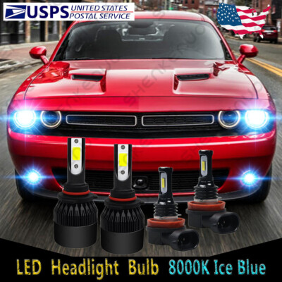 For Dodge Challenger 2015-2020 Combo Front LED Headlights + Fog Lights Bulbs C9L
