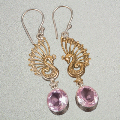 Natural Morganite Gemstone 925 Sterling Silver Handmade Jewelry Earrings Gift
