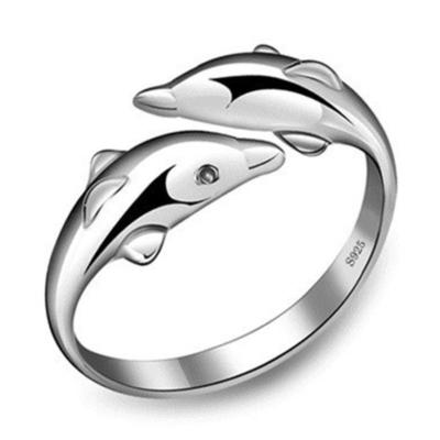 Double Dolphin Ring Sterling Silver 925 Sea Life Jewellery Fashion Accessory Fun