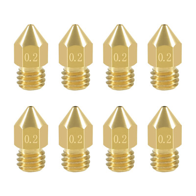 Aokin 8 Pcs 0.2Mm MK8 Extruder Nozzles 3D Printer Nozzles for Creality Ender 3/3