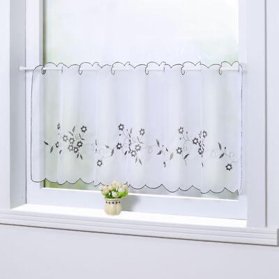 Voile Scheibengardine Vorhang Bistrogardinen Blütenstickerei Jacquard Kurzstores