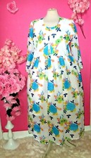 WOMEN PLUS SIZE MODEST DRESS BLUE FLORAL LONG SLEEVE MAXI DRESS ( SIZE 2XL )