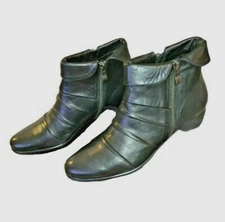 BZ MODA Leather Ankle Boots Dark Espresso Brown Bootie Shoes Women's 8.5 US