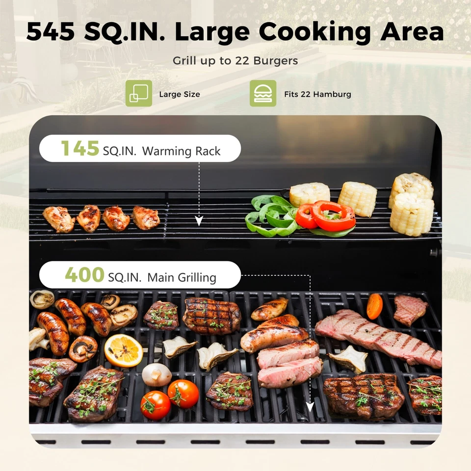 Parrilla de barbacoa de 4 quemadores con quemador lateral de acero inoxidable propano gas parrilla de barbacoa Foto 4 de 4