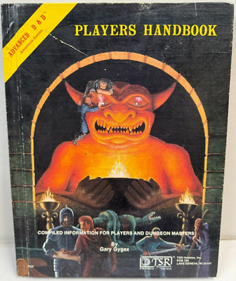 Dungeons and Dragons dungeon players manual book published as part of a D&D starter pack in 1983. The game was designed by Gary Gygax and Dave Arneson in 1974 and published by