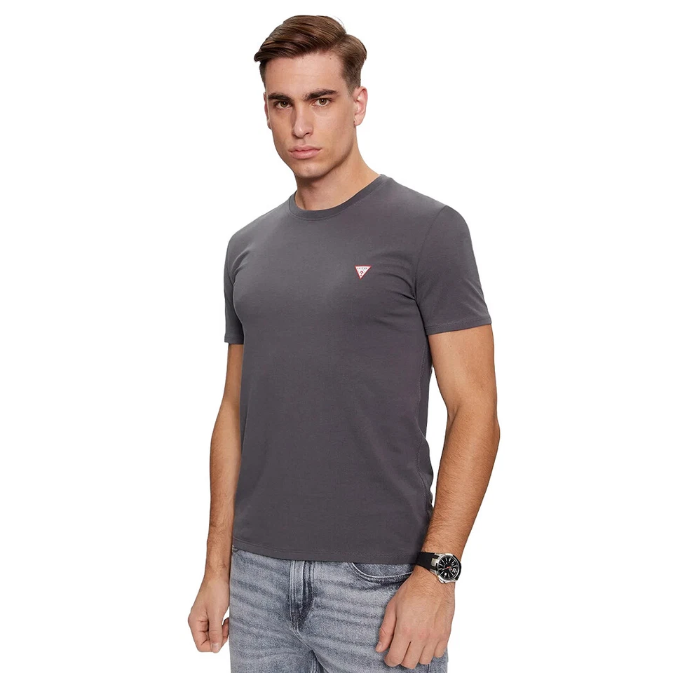 GUESS T-SHIRT UOMO MAGLIA COTONE JERSEY STRETCH LOGO TRIANGOLO BASIC M2YI36I3Z14 - Immagine 4 di 4