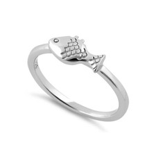 925 Sterling Silver Fish Ring Perfect for Thanksgiving
