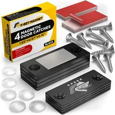X-Bet Magnet 4 Sets Drawer Door Catch Magnetic Closure Silver Rectangular 4 Pcs
